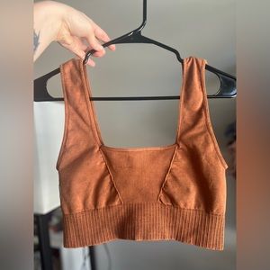 free people movement good karma square neck sports bra brown motif